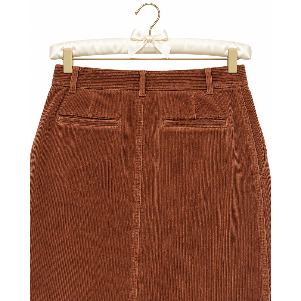 GAP Brown Corduroy Midi Skirt Size 8 Front Split High Rise A Line Fall Winter - Picture 4 of 8